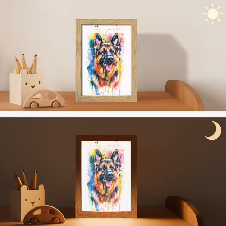 Hond - Verf - Dieren - Kleurrijk - Duitse Herder Light Box met kabel klein -sfeer3_kind