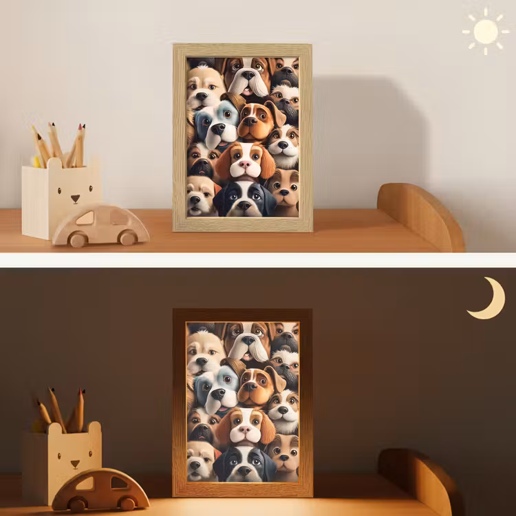 Hond - Patronen - Dieren - Bruin - Meisje - Jongen Light Box met kabel klein -sfeer3_kind