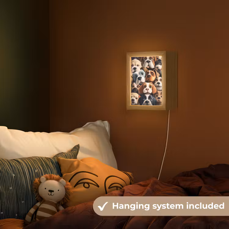 Hond - Patronen - Dieren - Bruin - Meisje - Jongen Light Box met kabel (Kinderlampje) klein -sfeer5_kind_EN