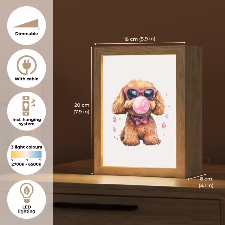Hond - Roze - Kauwgom Light Box met kabel (Kinderlampje) klein -USP_EN