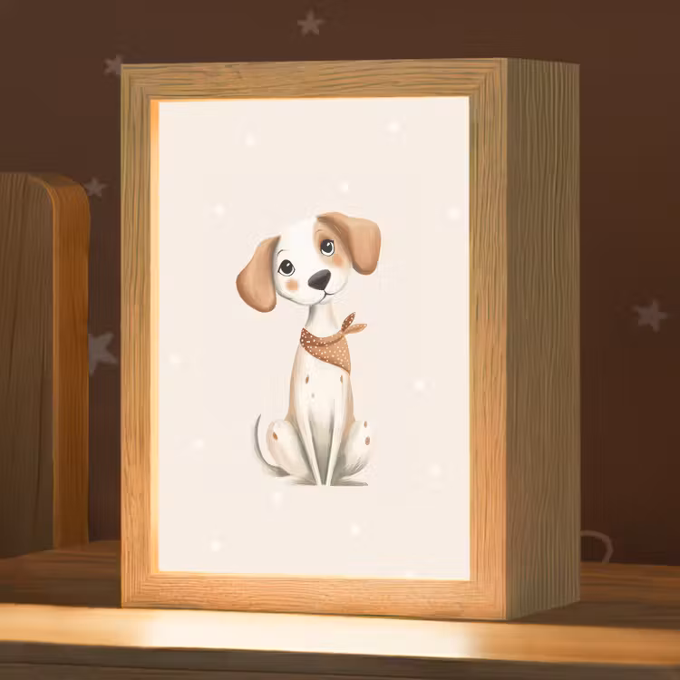 Hond - Pup - Beige - Stippen Light Box met kabel klein -zzz_3d_website