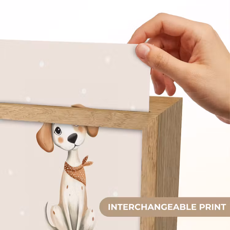 Hond - Pup - Beige - Stippen Light Box met kabel (Kinderlampje) klein -USP_websiteprintEN