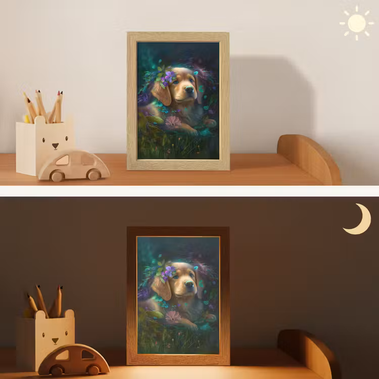 Hond - Puppy - Bloemen - Natuur - Golden retriever Light Box met kabel klein -sfeer3_kind