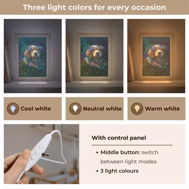 Hond - Puppy - Bloemen - Natuur - Golden retriever Light Box met kabel (Kinderlampje) klein -USP_lichtkleurEN