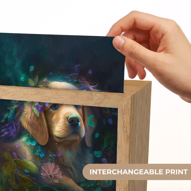 Hond - Puppy - Bloemen - Natuur - Golden retriever Light Box met kabel (Kinderlampje) klein -USP_websiteprintEN