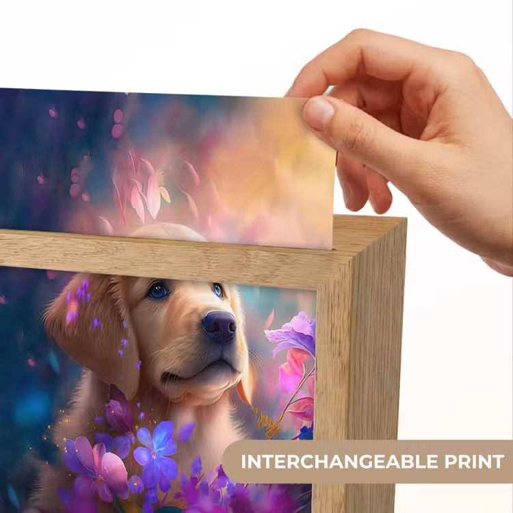 Hond - Puppy - Zon - Bloemen - Golden retriever Light Box met kabel (Kinderlampje) klein -USP_websiteprintEN