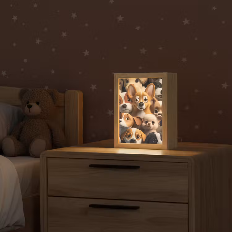 Honden - Dieren - Bruin - Zwart - Patronen - Kind Light Box met kabel klein -sfeer1_kind