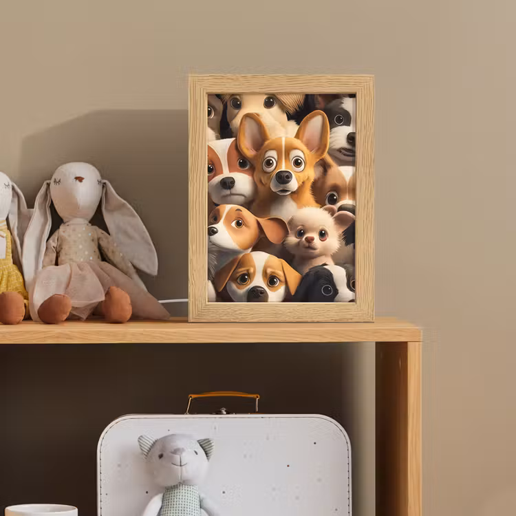 Honden - Dieren - Bruin - Zwart - Patronen - Kind Light Box met kabel klein -sfeer2_kind