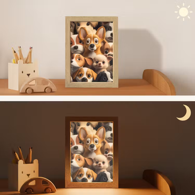 Honden - Dieren - Bruin - Zwart - Patronen - Kind Light Box met kabel klein -sfeer3_kind