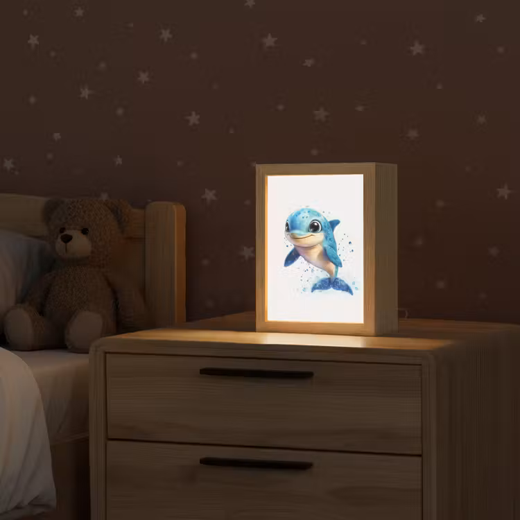 Dolfijn - Blauw - Water - Druppels Light Box met kabel klein -sfeer1_kind