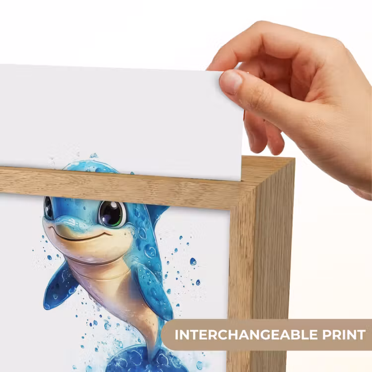 Dolfijn - Blauw - Water - Druppels Light Box met kabel (Kinderlampje) klein -USP_websiteprintEN