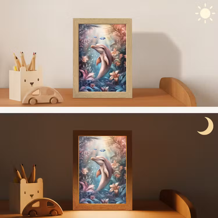 Dolfijn - Vissen - Onderwaterwereld - Bloemen Light Box met kabel klein -sfeer3_kind