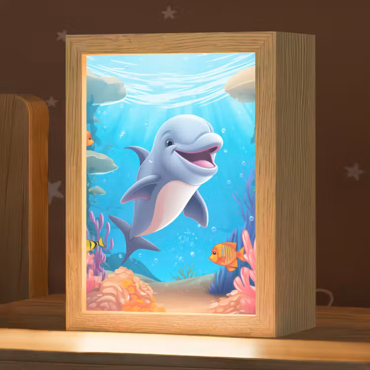 Dolfijn - Zeedieren - Onderwater - Kinderen - Meisjes Light Box met kabel klein -zzz_3d_website