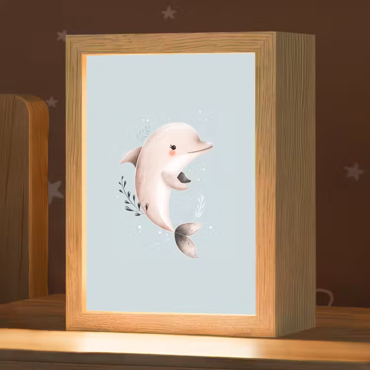 Dolfijn - Zeewier - Grijs Light Box met kabel klein -zzz_3d_website