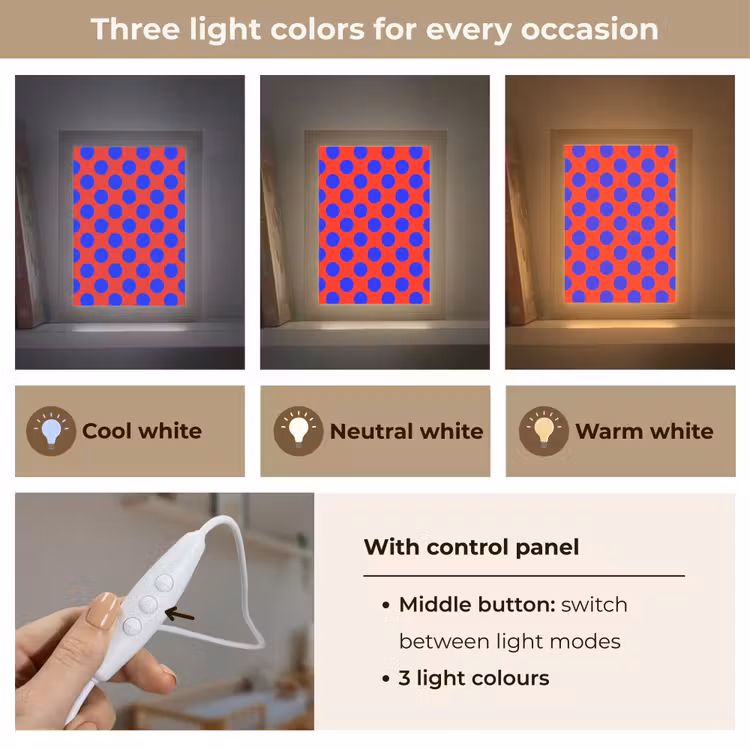 Dots - Klassiek - Rood Light Box met kabel (Kinderlampje) klein 904 -USP_lichtkleurEN