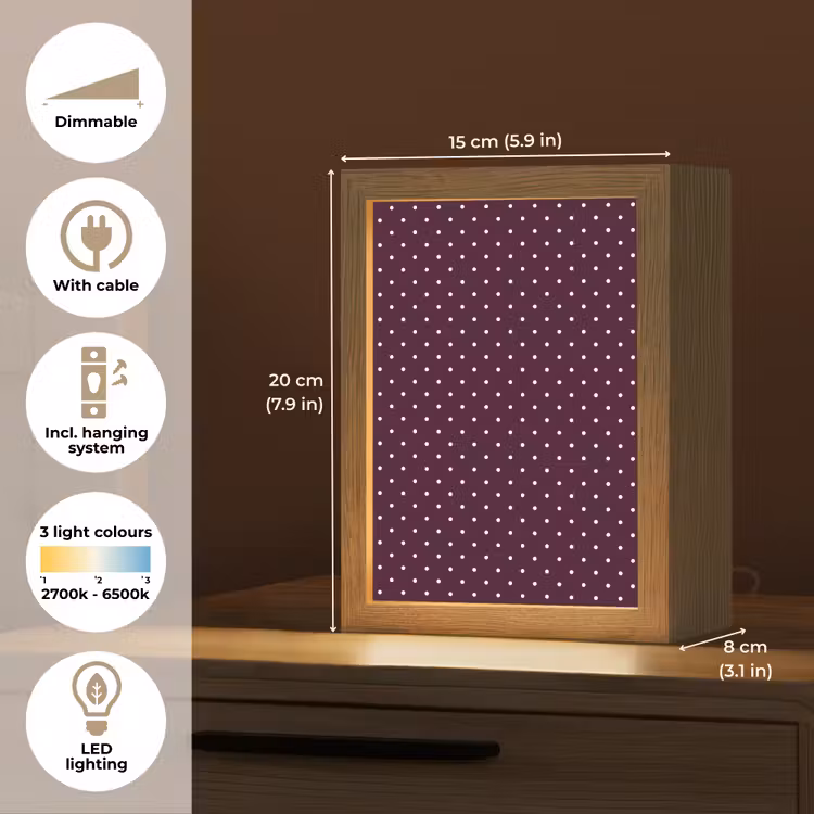 Stippen - Modern - Paars Light Box met kabel (Kinderlampje) klein 904 -USP_EN
