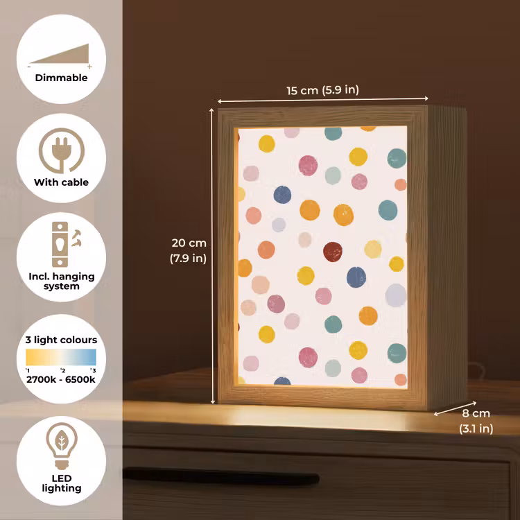 Stippen - Subtiel - Kleurrijk Light Box met kabel (Kinderlampje) klein 904 -USP_EN