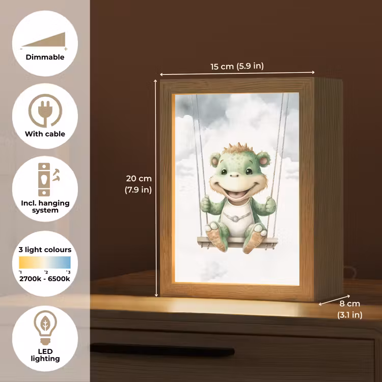 Draak - Baby dier - Kinderen Light Box met kabel (Kinderlampje) klein -USP_EN