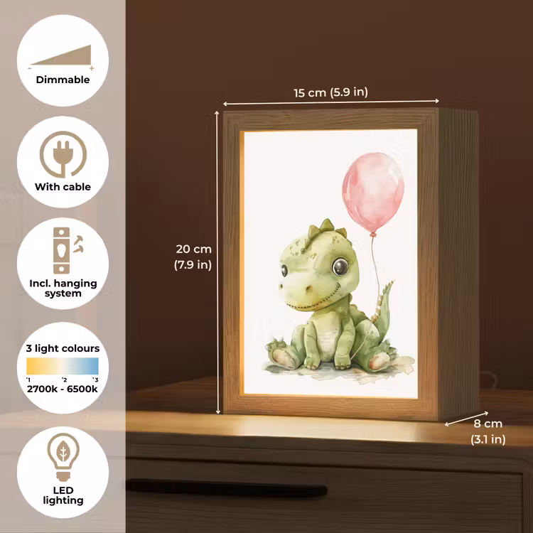 Draak - Baby dier - Roze ballon Light Box met kabel (Kinderlampje) klein -USP_EN