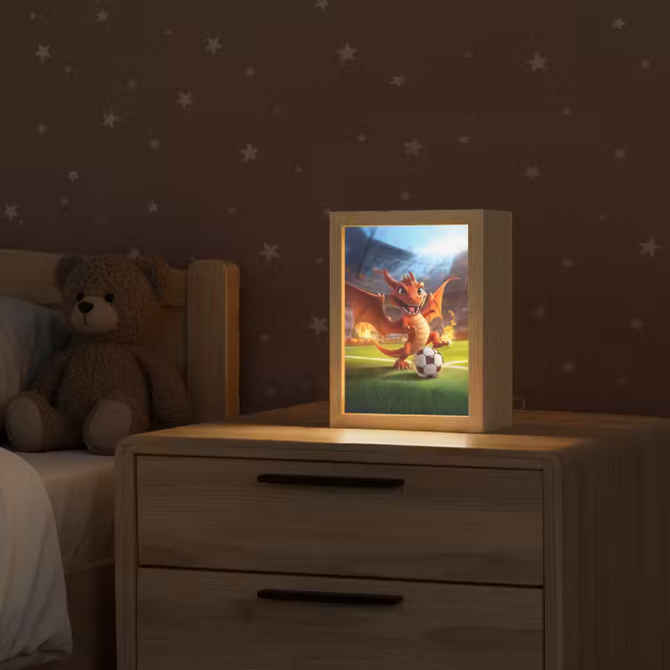 Draak - Voetbal - Vuur - Stadion Light Box met kabel klein -sfeer1_kind