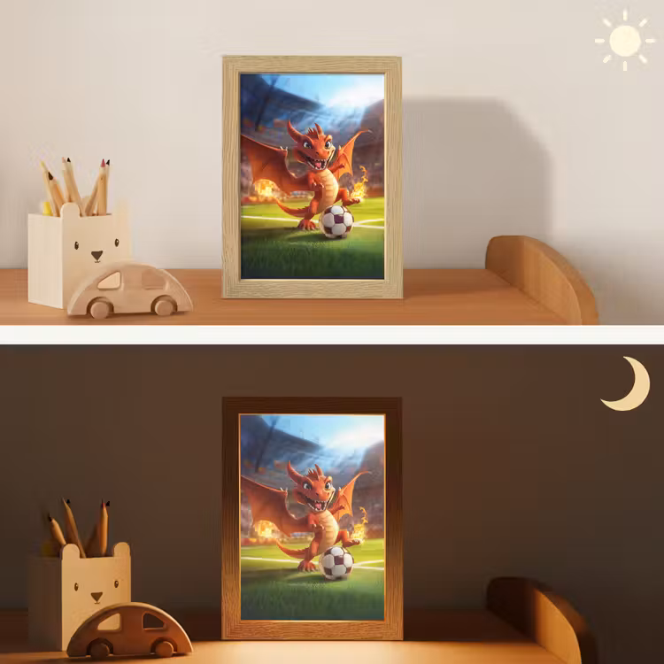 Draak - Voetbal - Vuur - Stadion Light Box met kabel klein -sfeer3_kind