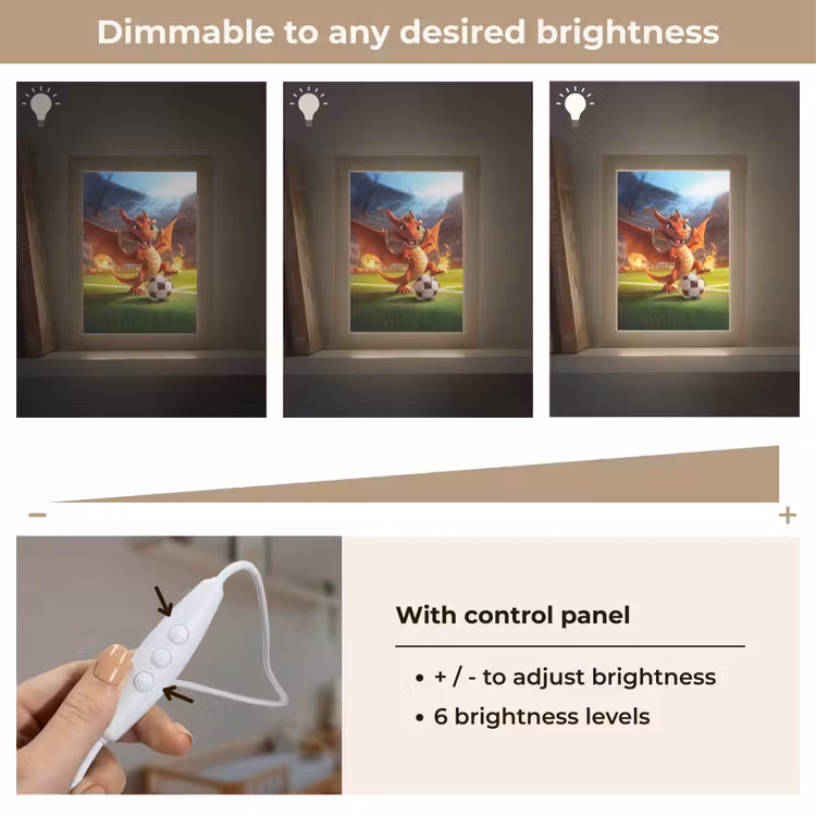 Draak - Voetbal - Vuur - Stadion Light Box met kabel (Kinderlampje) klein -USP_dimbaarEN