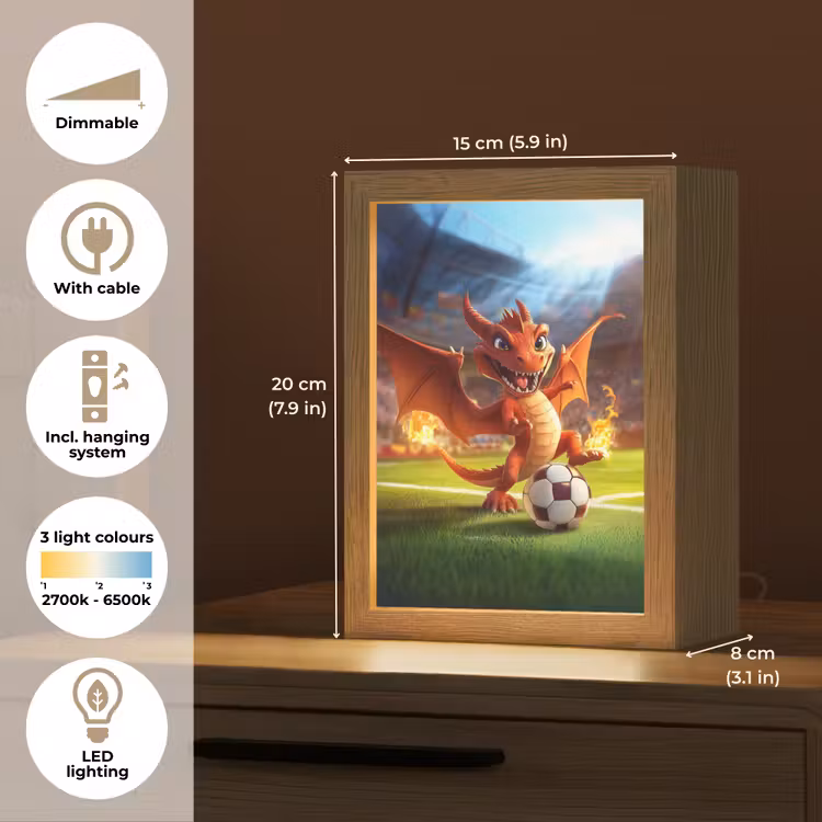 Draak - Voetbal - Vuur - Stadion Light Box met kabel (Kinderlampje) klein -USP_EN