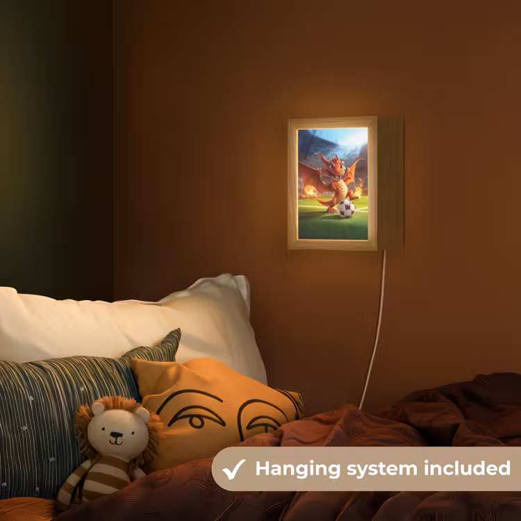 Draak - Voetbal - Vuur - Stadion Light Box met kabel (Kinderlampje) klein -sfeer5_kind_EN