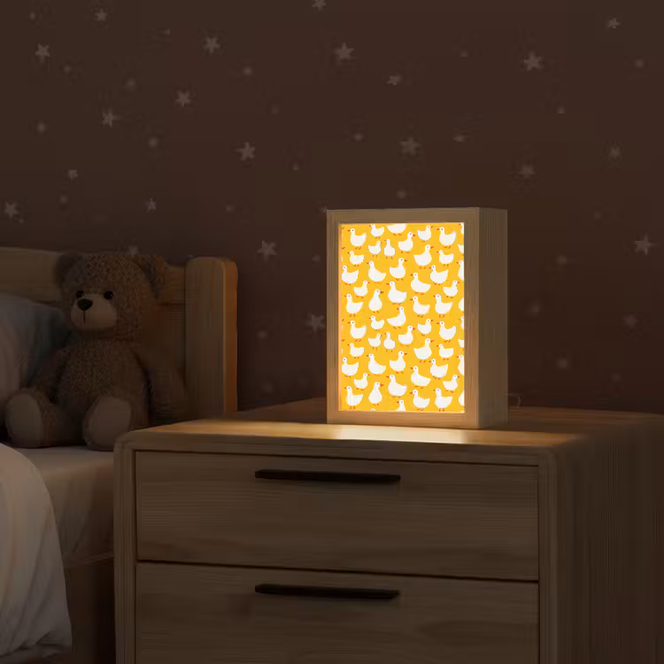 Eendjes - Patroon - Geel Light Box met kabel (Kinderlampje) klein 904 -sfeer1_kind