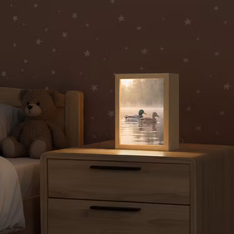 Eenden - Water - Mist - Natuur Light Box met kabel (Kinderlampje) klein -sfeer1_kind