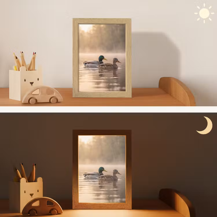 Eenden - Water - Mist - Natuur Light Box met kabel (Kinderlampje) klein -sfeer3_kind