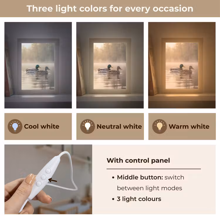Eenden - Water - Mist - Natuur Light Box met kabel (Kinderlampje) klein -USP_lichtkleurEN