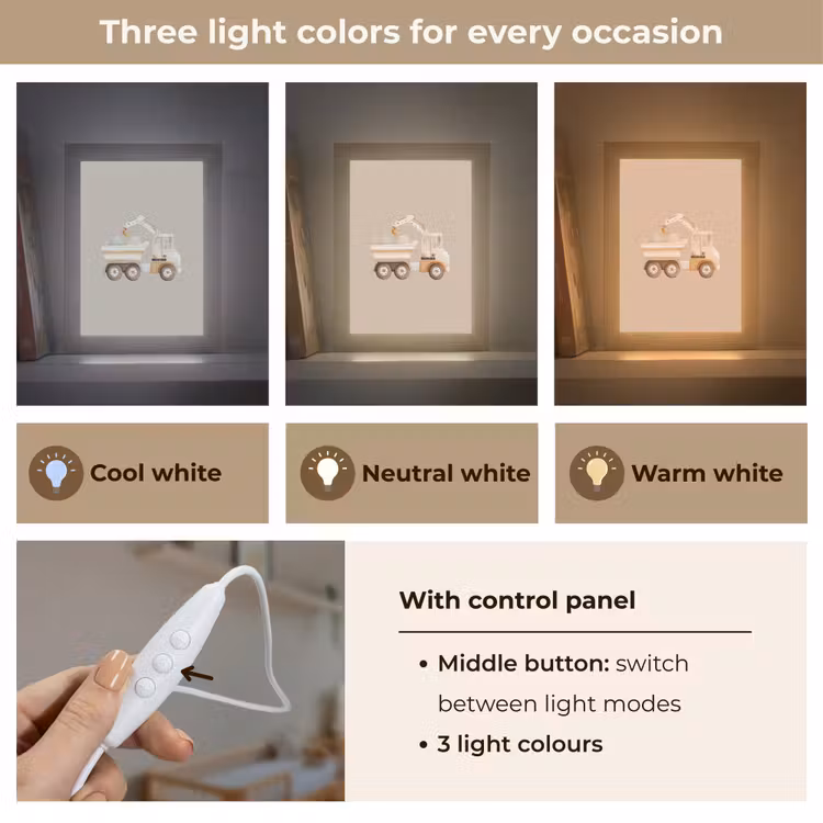 Kiepwagen - Auto - Beige Light Box met kabel (Kinderlampje) klein -USP_lichtkleurEN