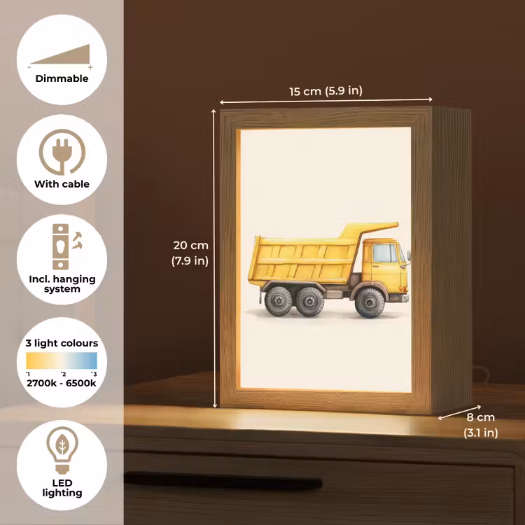 Kiepwagen - Geel - Illustratie Light Box met kabel (Kinderlampje) klein -USP_EN