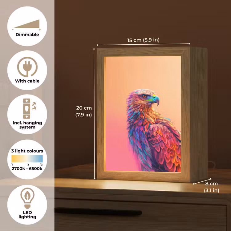 Arend - Vogel - Kleurrijk - Dier Light Box met kabel (Kinderlampje) klein -USP_EN