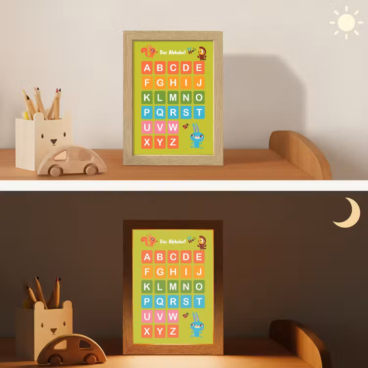Educatief - Alfabet leren - Groen - Bosdieren - Letters Light Box met kabel klein -sfeer3_kind