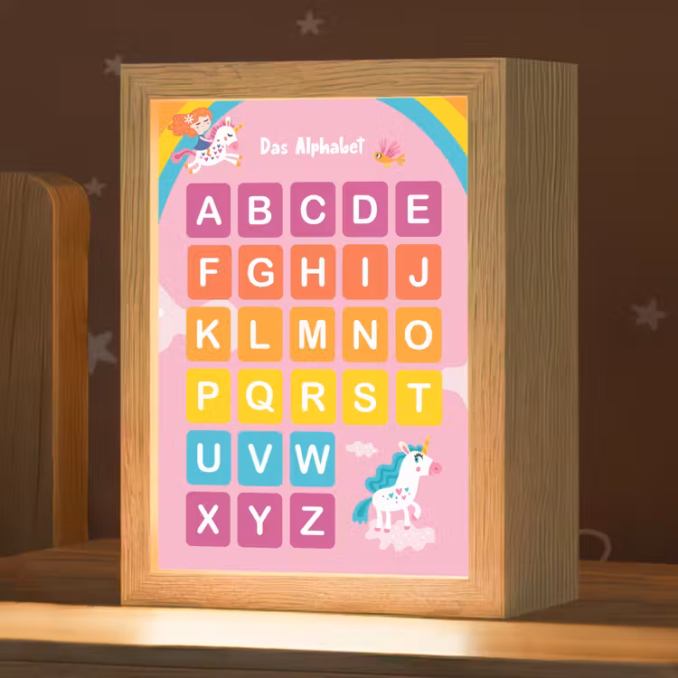 Educatief - Alfabet leren - Roze - Eenhoorn - Letters Light Box met kabel klein -zzz_3d_website