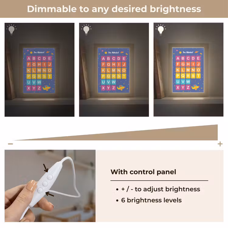 Educatief - Alfabet leren - Ruimte - Letters Light Box met kabel (Kinderlampje) klein -USP_dimbaarEN
