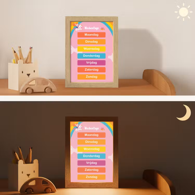 Educatief - Dagen van de week - Eenhoorn - Leren - Meisjes Light Box met kabel klein -sfeer3_kind