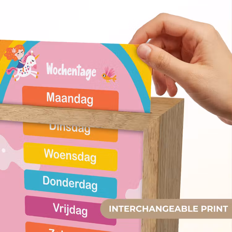 Educatief - Dagen van de week - Eenhoorn - Leren - Meisjes Light Box met kabel (Kinderlampje) klein -USP_websiteprintEN