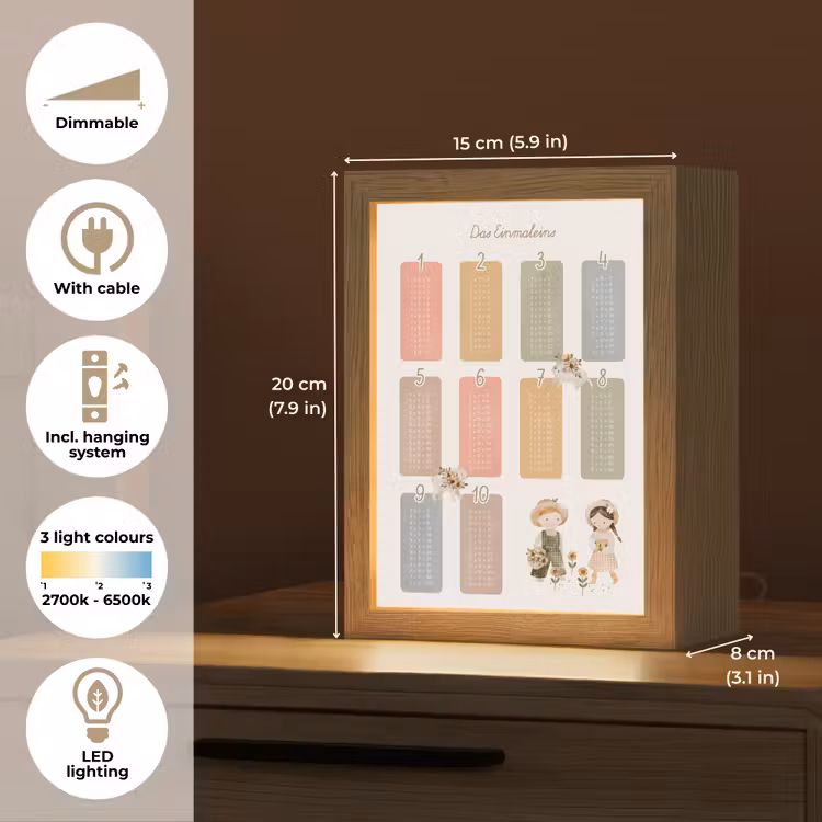 Educatief - Leren rekenen - Boerderij - Vermenigvuldigingstabel Light Box met kabel (Kinderlampje) klein -USP_EN