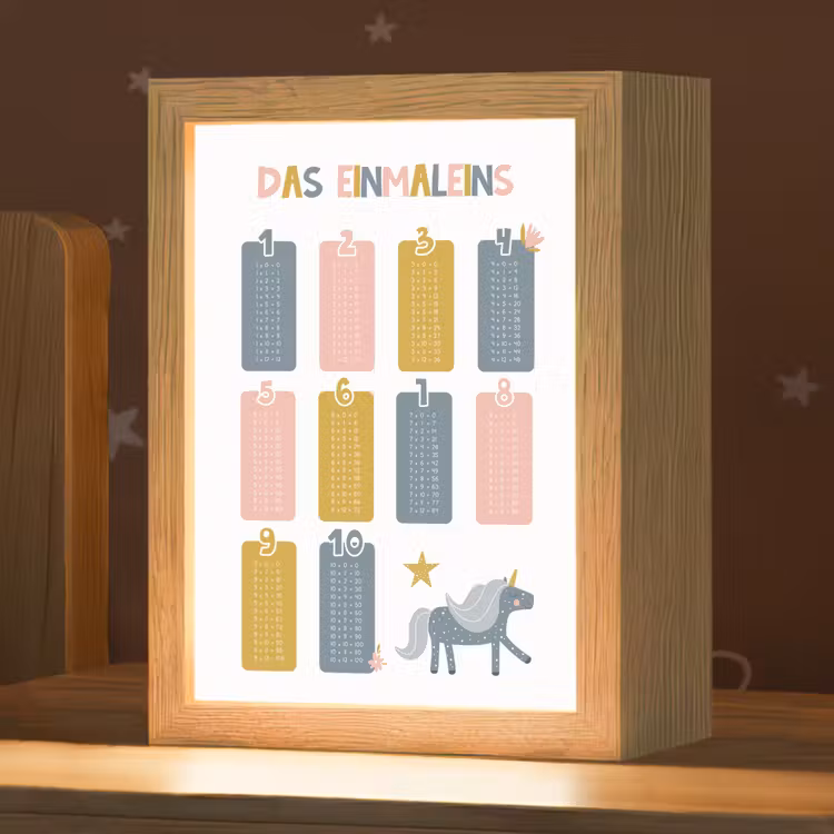 Educatief - Leren rekenen - Eenhoorn - Vermenigvuldigingstabel Light Box met kabel klein -zzz_3d_website
