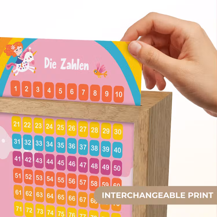 Educatief - Leren tellen - Regenboog - Eenhoorn - Getallen Light Box met kabel (Kinderlampje) klein -USP_websiteprintEN