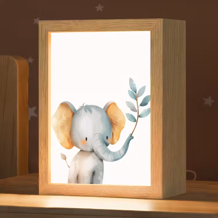 Olifant - Dier - Pastel kleuren Light Box met kabel klein -zzz_3d_website