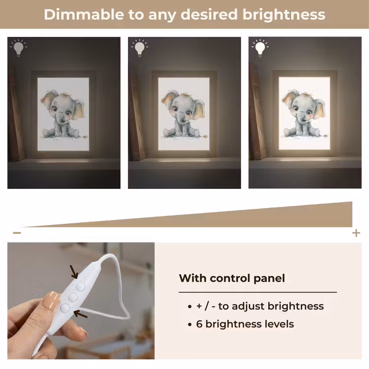 Olifant - Baby dier Light Box met kabel (Kinderlampje) klein -USP_dimbaarEN