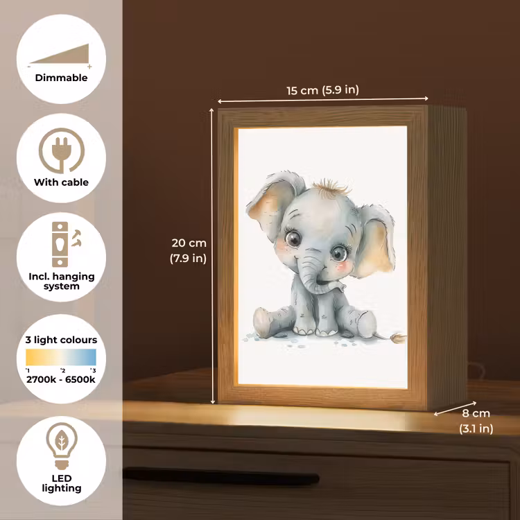 Olifant - Baby dier Light Box met kabel (Kinderlampje) klein -USP_EN
