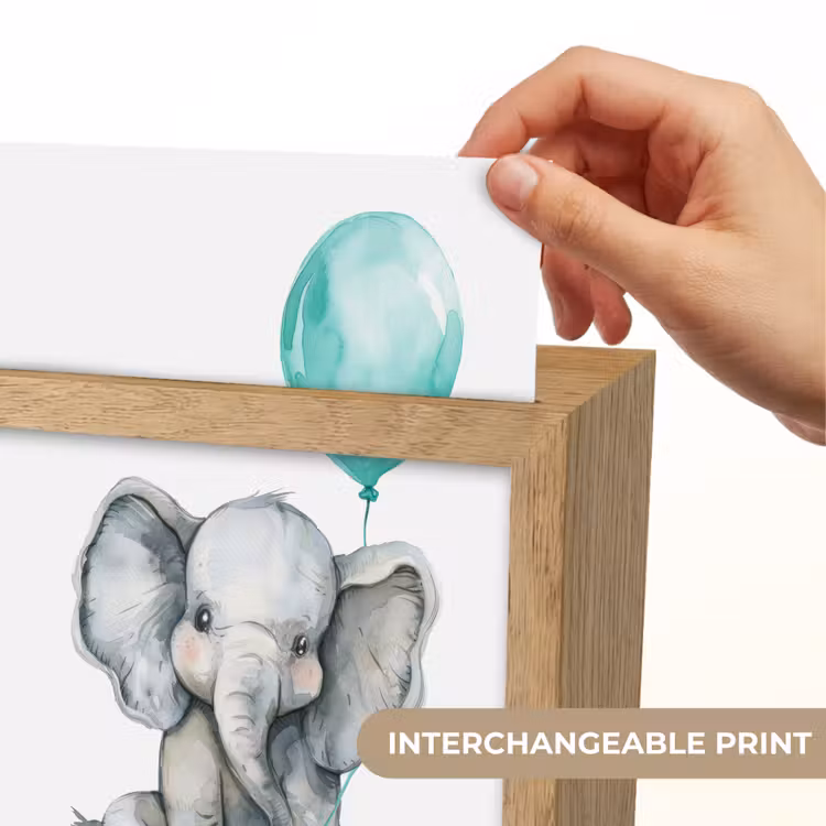Olifant - Baby - Dieren - Blauwe ballon Light Box met kabel (Kinderlampje) klein -USP_websiteprintEN