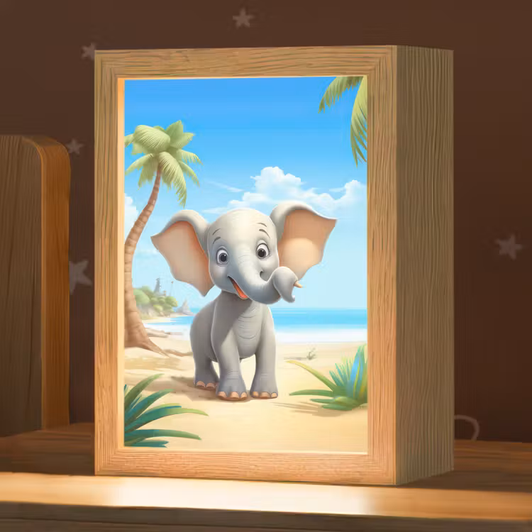 Olifant - Strand - Dieren - Meisjes - Kind Light Box met kabel klein -zzz_3d_website