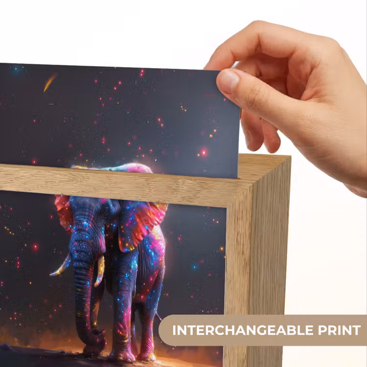 Olifant - Kleuren - Sterren - Dier Light Box met kabel (Kinderlampje) klein -USP_websiteprintEN