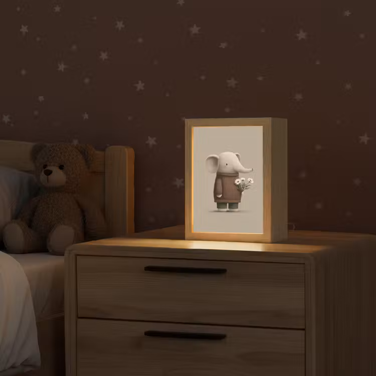 Olifant - Witte bloemen - Kindvriendelijk Light Box met kabel klein -sfeer1_kind